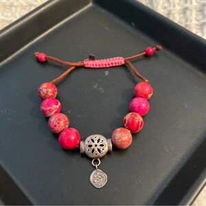 Silpada Sterling Silver Fuchsia Jasper Bead with Sliding Cord